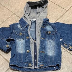 Kids Denim and Gray Hooded Jacket (pseudo grey insert)